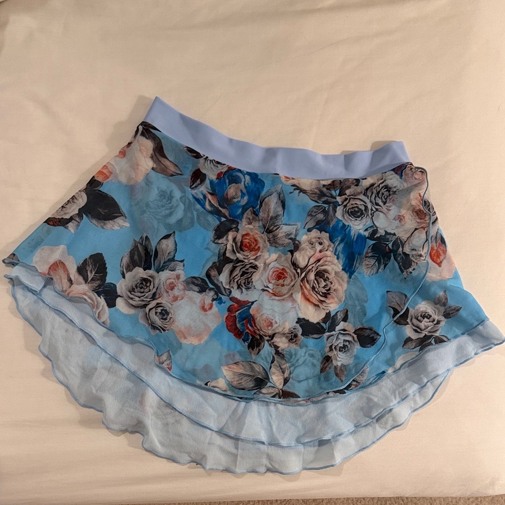 Floral Blue reversible Women's ballet Skirt